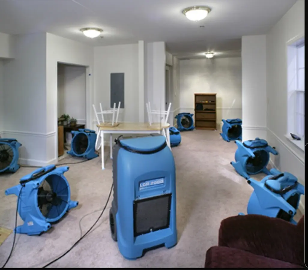 Air movers and dehumidifier setup for Water Extraction & Removal in Castro Valley